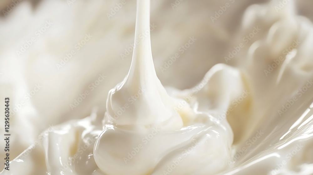 Aufkleber close up of thick cream swirling over a polished surface creating a beautiful texture for culinary p