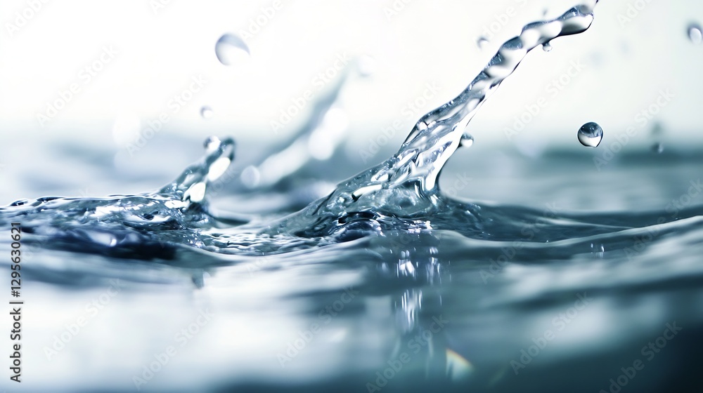 Fototapete Stunning close up of water splashing beautifully on a reflective surface with droplets appearing dynamic and vibrant : Generative AI