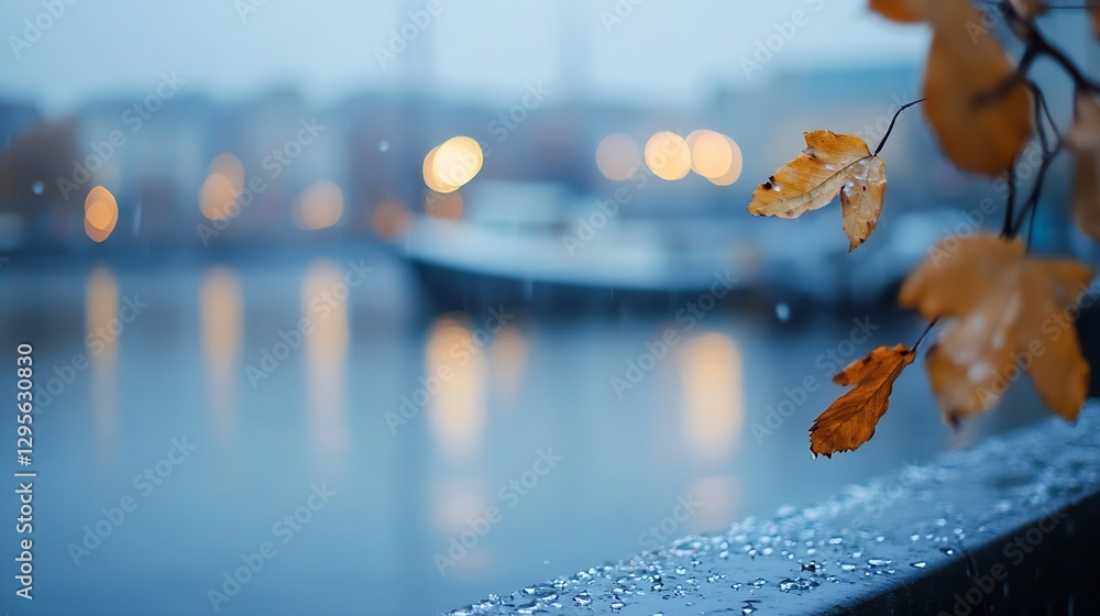 Aufkleber close up of orange leaves with blurred background to create a moody fall scene : generative ai