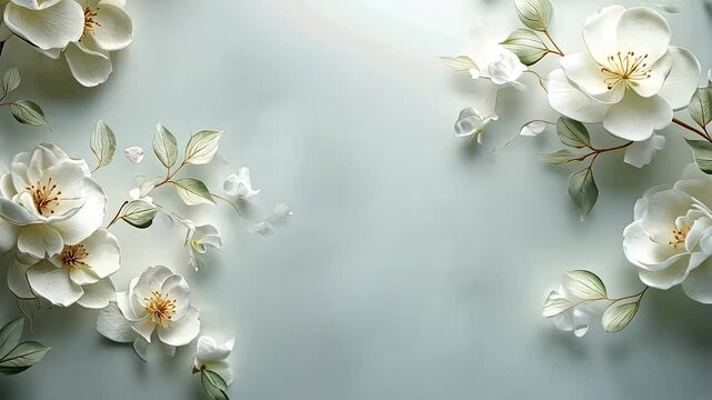 Delicate white flowers on light gray background