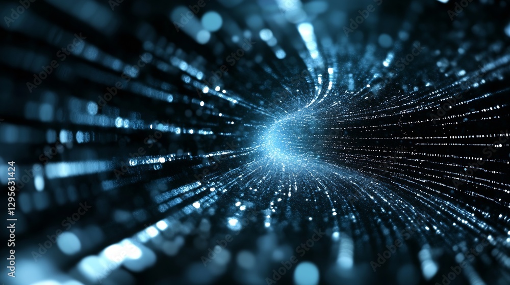Poster Futuristic abstract light trail technology representation against a dark background : Generative AI