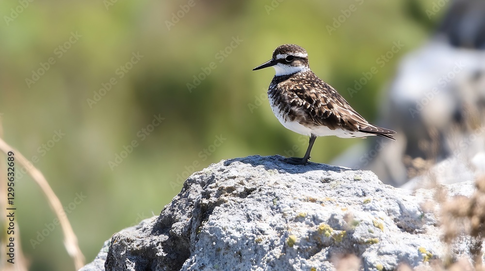 Aufkleber charming small bird on a rock in a natural habitat setting : generative ai