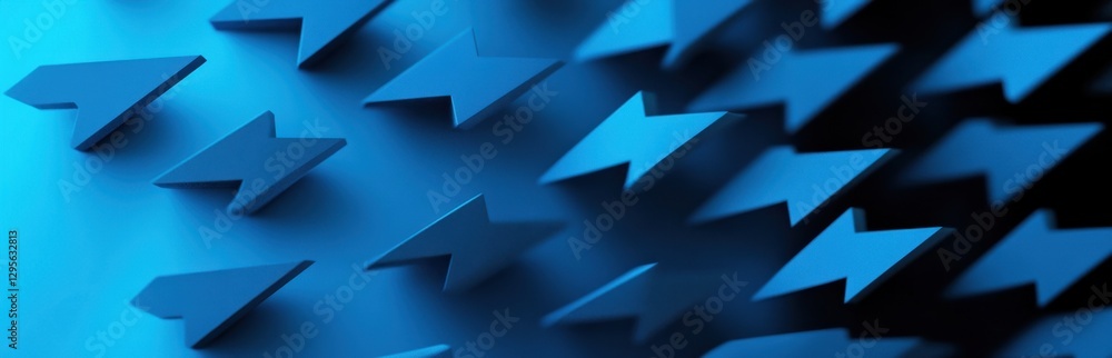 Poster this abstract background features a vibrant blue arrow pattern, emphasizing motion and direction wit