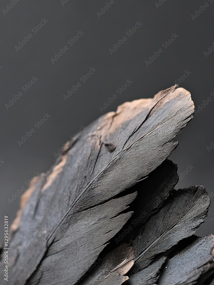 Poster Abstract image showcasing darkly elegant textured leaves against a muted backdrop : Generative AI