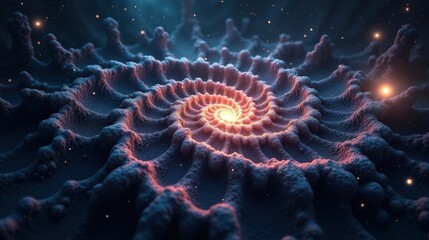 Obraz premium A galactic superstructure, millions of stars arranged in an intricate fractal pattern, gravitational forces shaping the vast cosmic architecture of deep space.