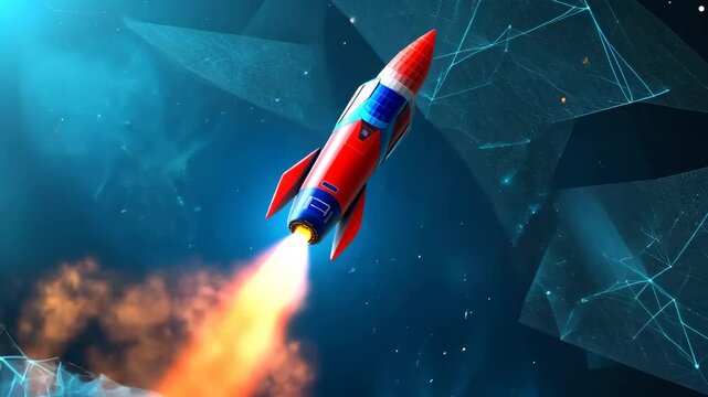 rocket space universe start flame up science 3d cartoon ai generated video concept