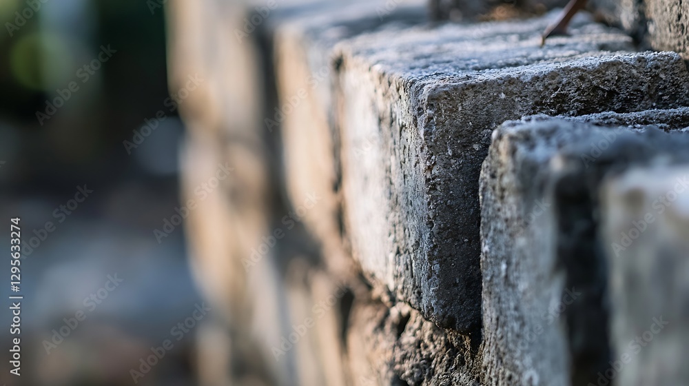 Aufkleber Close Up of Weathered Stone Bricks Displaying Unique Texture Against Blurred Background : Generative AI