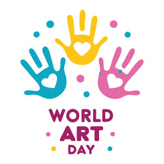 World Art Day Palette with Paintbrush and Colorful Paints.