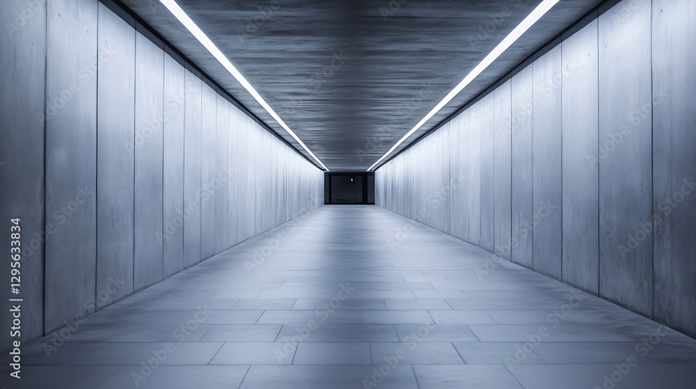 Poster contemporary minimalist tunnel with soft lighting and clean design elements : generative ai