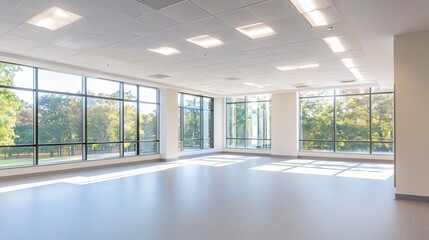 Fototapeta premium Bright and Spacious Modern Office with Large Windows and Natural Light : Generative AI