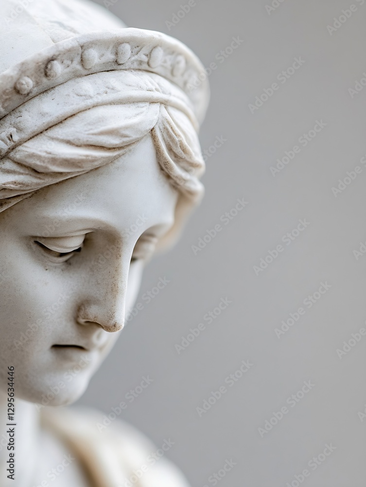 Poster Elegant close up of a classical statue showcasing serene expression and fine details : Generative AI