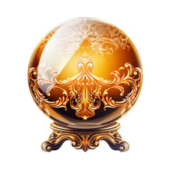 A gold colored ball with a gold trim. isolated on transparent background