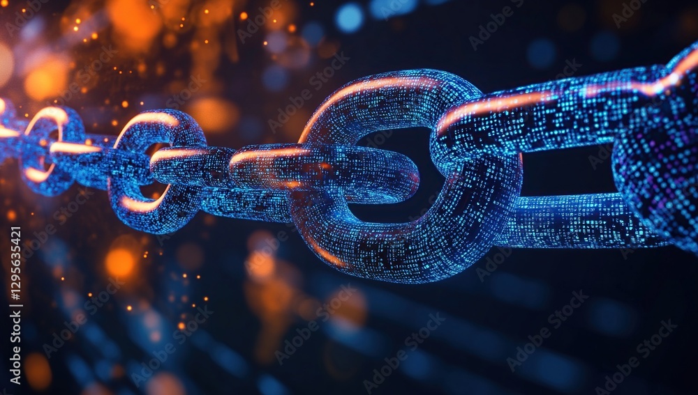 Poster abstract digital chain link network connection