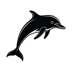 Dolphin silhouette isolated on white background