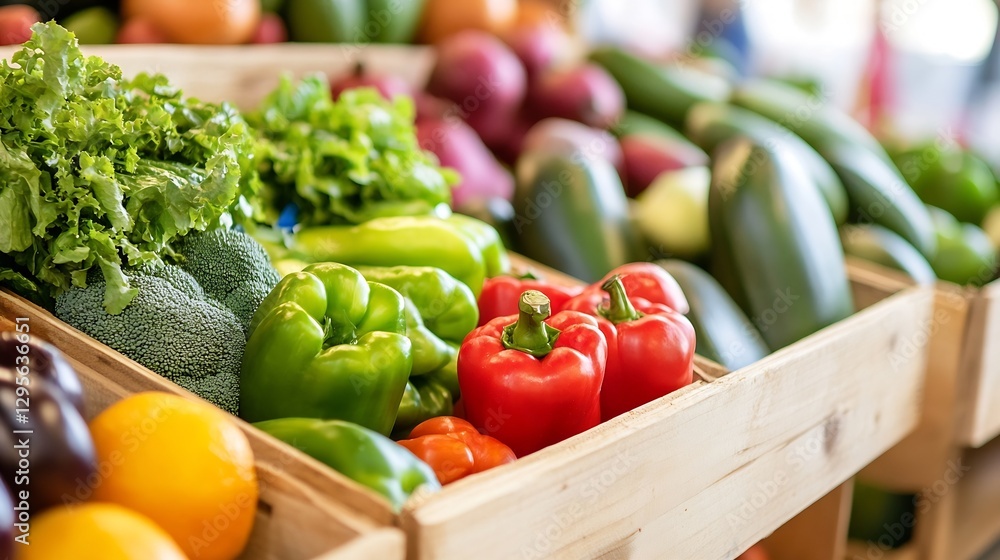 Poster Vibrant Array of Fresh Vegetables on Display at a Market for Healthy Eating Choices : Generative AI