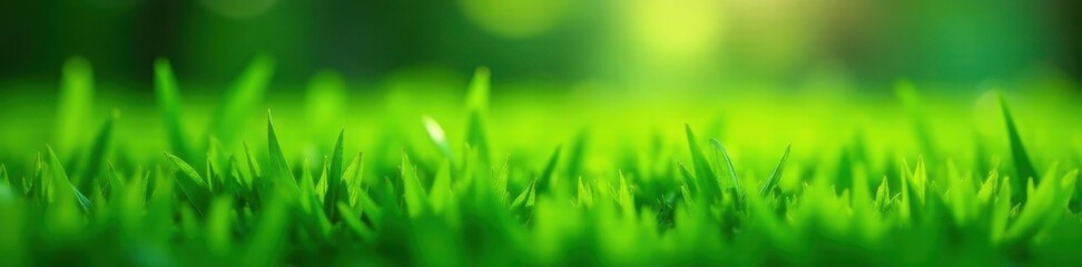 Obraz premium Deep jade green grass, saturated with morning moisture , rich, flora