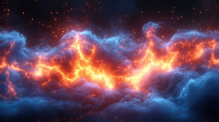 Fiery clouds in a cosmic nebula