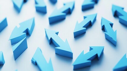 On a white background, multiple blue arrows represent growth and progress