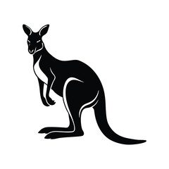 Kangaroo silhouette isolated on white background