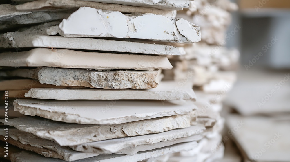 Poster Close up view of stacked construction materials with interesting texture in a well lit environment : Generative AI