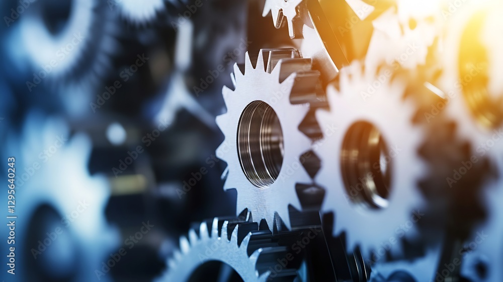 Aufkleber mechanical gears close up showing intricate details of engineering design and technology advancement