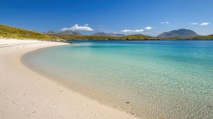 Serene Coastal Scene White Sand Beach and Crystal Clear Water