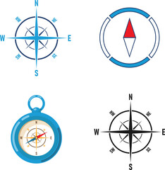 Compass, set of vintage compasses isolated on white background. Web banner, paster, vector, vector illustration.