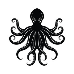 Octopus silhouette isolated on white background