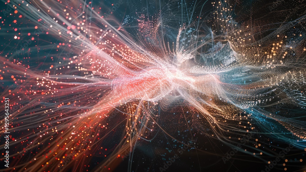 Poster this abstract visualization illustrates the dynamics of a critical network, showcasing fluid lines a