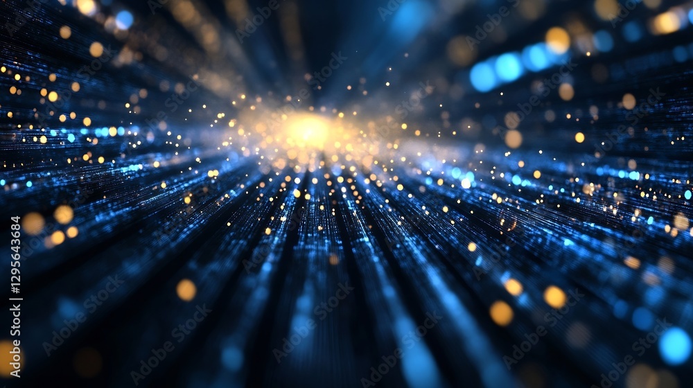 Poster Abstract digital background with sparkling lights and data streams in vibrant colors : Generative AI