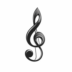 Obraz premium Shiny Black Treble Clef: A symbol of music, melody, and harmony, standing out with its elegant curves and glossy finish on a white background.