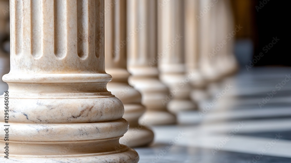 Aufkleber Closeup view of classic marble columns in a row showcasing architectural details and symmetry : Generative AI
