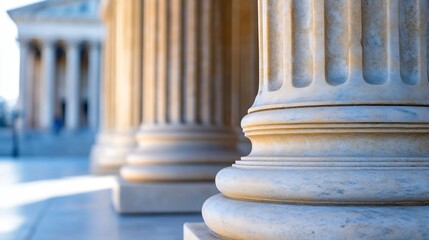 Close up view of iconic stone columns showcasing classical architecture with detail and elegance : Generative AI