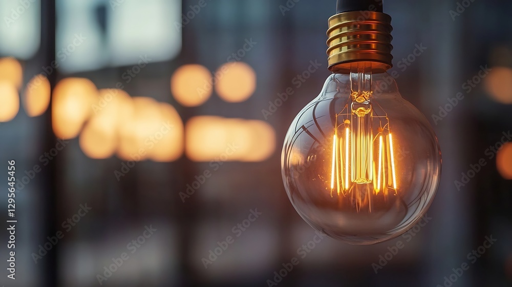 Poster vintage edison light bulb illuminating a modern space creating a warm and inviting atmosphere : gene