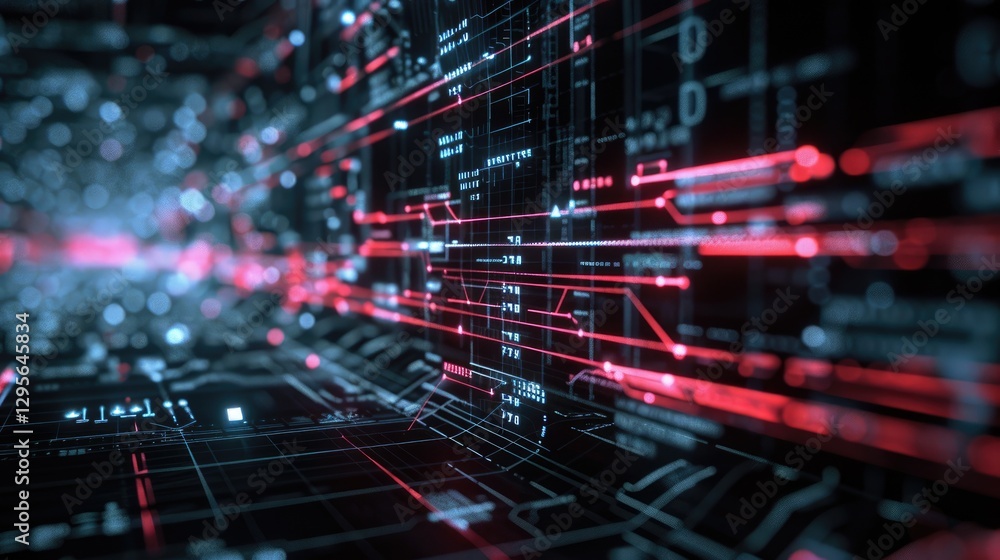 Poster abstract digital background showcasing a complex data pipeline and visualization concepts. perfect f
