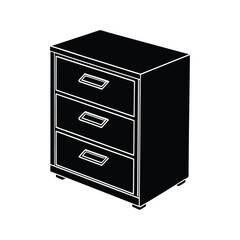 Filing cabinet silhouette isolated on white background