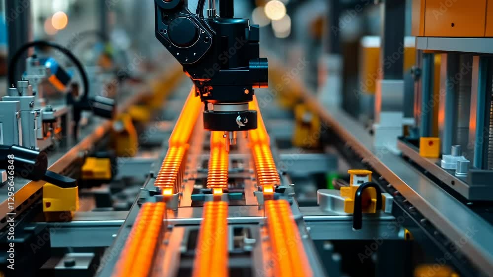 Poster This automated feeding system operates seamlessly in a high-tech factory, delivering components with precision.