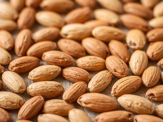 Close up of crunchy almonds in perfect rows, creating a beautiful background, pattern, close-up