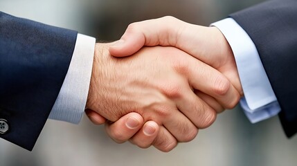 Obraz premium Business partnership agreement handshake between two professionals in formal attire : Generative AI