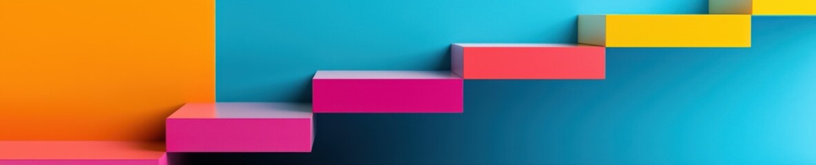 Colorful Stairs with Bright Background Design