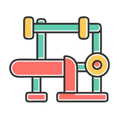 Gym Bench illustration in colorful flat design style
