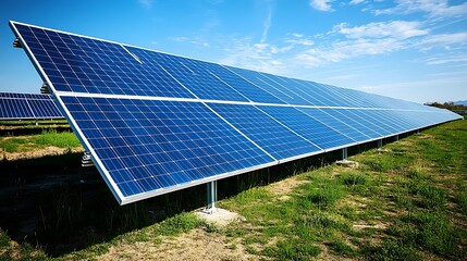 Solar panels field under a clear sky