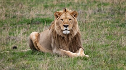 Fototapeta premium Resting Male Lion on the Savannah