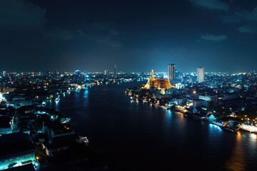 Bangkok River Skyline at Night