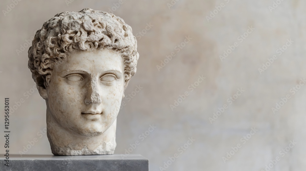 Poster elegant marble bust of classical sculpture with intricate details set against a soft background : ge