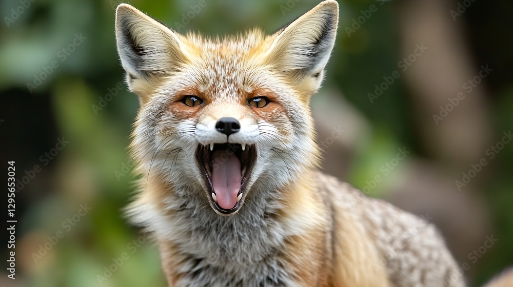 Poster wild fox displaying a fierce expression in natural habitat captured in high detail photography : gen