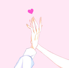 重なり合った男女の手