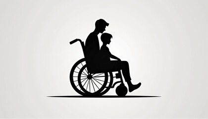 Obraz premium Supportive Adult and Child Together in Wheelchair Intimate Family Bond Symbol