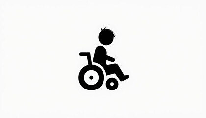 Simple Black Wheelchair User Pictogram Universal Design Symbol Against White Background