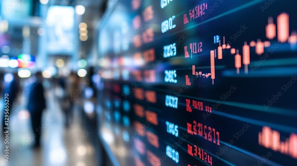 Leinwandbilder HighTech Stock Trading Screen Showing RealTime Market Graphs and Data in Modern Office : Generative AI